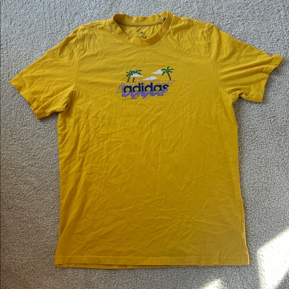 Adidas Mustard Palm Graphic Tee